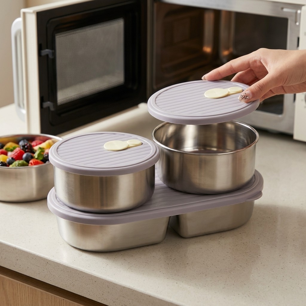 Meal Prep Kinder - Mikrodalgada Kullanılabilir 304 Paslanmaz Çelik Öğle