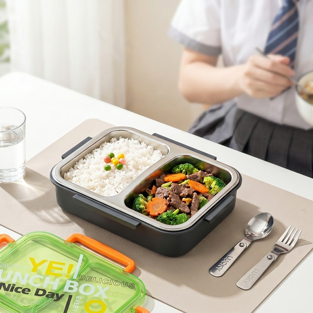 Meal Prep Kinder - Mikrodalgada Kullanılabilir 304 Paslanmaz Çelik Bento